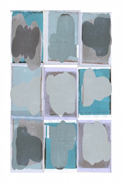 Formas abstratas em cinzento e azul de cartissi