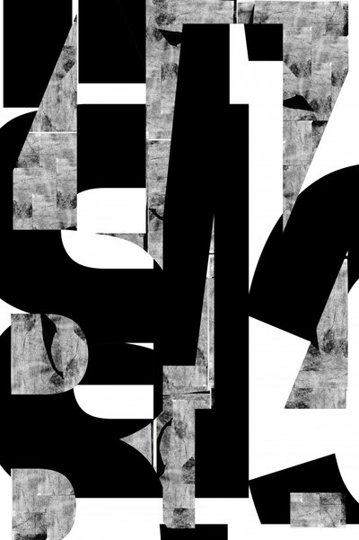 Formas abstratas de letras monocromáticas de cartissi