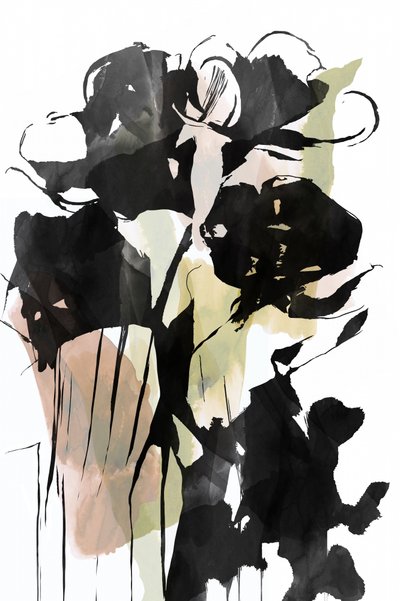Abstrato floral a tinta preta de cartissi