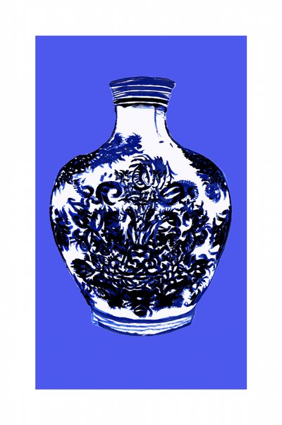 Vaso azul e branco de cartissi