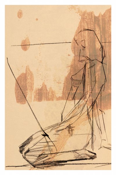 Figura abstrata contemplativa de cartissi