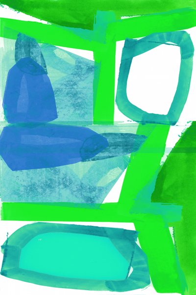 Formas abstratas em verde e azul de cartissi