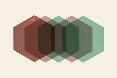 Sobreposição de hexágonos em tons suaves de cartissi