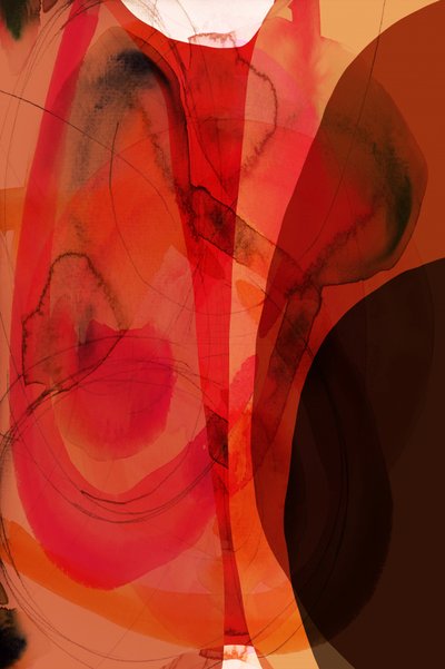 Fluxo abstrato em tons de laranja e vermelho de cartissi