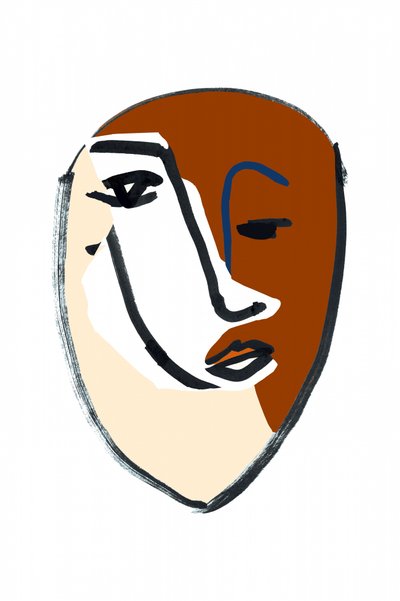 Retrato com rosto dividido de cartissi