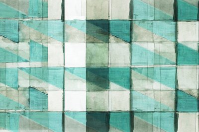 Blocos geométricos em azul-petróleo de cartissi