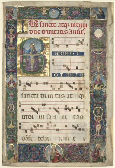 A Trindade: Folha de um Gradual com inicial B de circle of Perugino