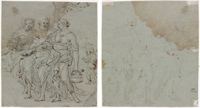 Ló e Suas Filhas (reto) Esboço para Ló e Suas Filhas (verso) de circle of Pietro da Cortona