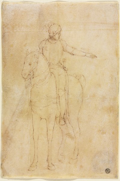Figura blindada a cavalo de circle of Vittore Carpaccio