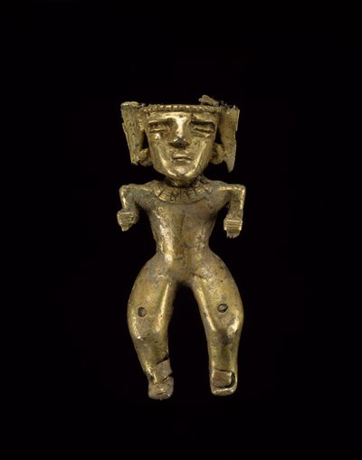 Figura em pé, 200-1600 DC (ouro) de civilization Quimbaya