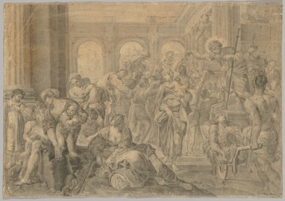 Cópia de St. Roch dando esmolas de Annibale Carracci de copy after Annibale Carracci