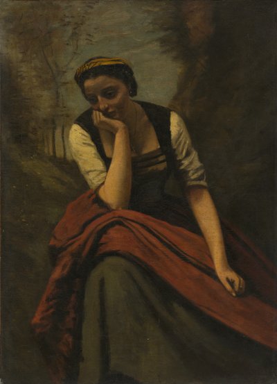 Mulher meditando de copy after Jean Baptiste Camille Corot