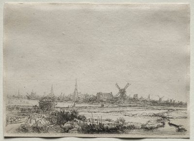 Cópia de Vista de Amsterdã do Noroeste de copy after Rembrandt van Rijn