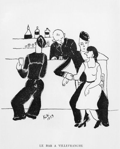 Bar em Villefranche, ilustração de "As Memórias de Kiki", edição Henri Broca, Paris de de Montparnasse (1901 53) Kiki