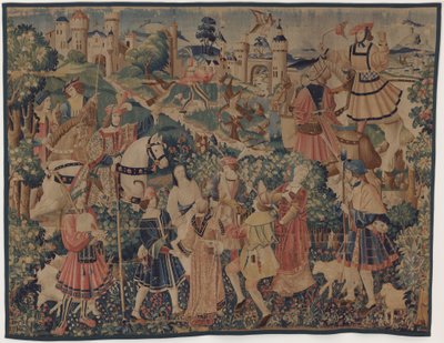 Caça e Cenas Pastorais, com gaita de foles e dançarinos de design probably French 16th Century, Paris; woven in southern Netherlands or Paris in an undetermine workshop