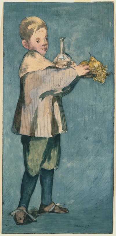 Menino, carregando uma bandeja de Édouard Manet