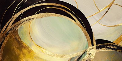Círculo abstracto com efeito dourado, impressões abstratas horizontais em tela, arte de parede de F. Abderrahim