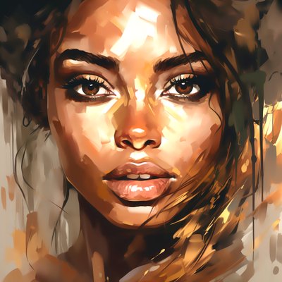 Pintura abstrata de uma bela mulher castanha, beleza natural, impressões de arte para parede de F. Abderrahim