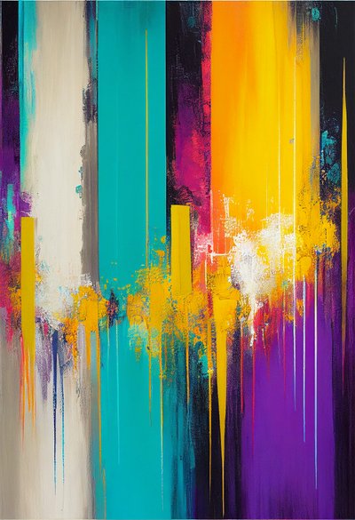 Composição abstrata, cor vibrante e quente, Arte de parede | Impressões em tela de F. Abderrahim