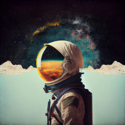 Pintura abstrata de um astronauta solitário no espaço, impressões de arte de parede de F. Abderrahim
