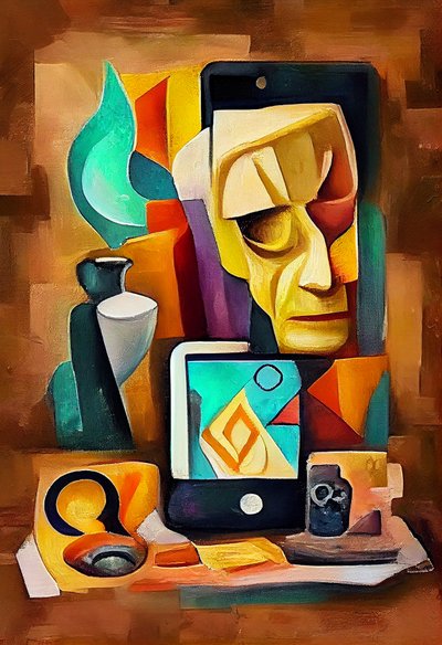 Pintura surrealista abstrata, Arte inspirada em Picasso, Arte para imprimir na parede de F. Abderrahim