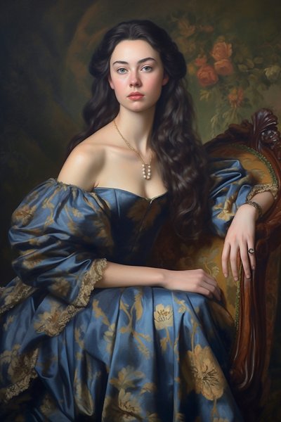 Senhora bonita, Pintura de retrato vintage | Impressões em Tela de F. Abderrahim