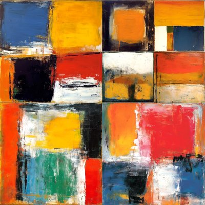 Caixas quadradas abstractas coloridas Pintura em tela, impressões artísticas de F. Abderrahim