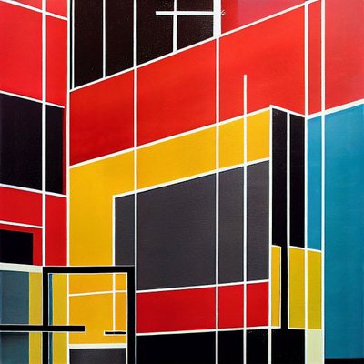 Pintura de formas arquitectónicas geométricas sobre tela, impressões de arte de parede de F. Abderrahim