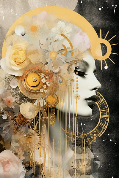 Lua nova em virgem cósmica, Arte de parede | Impressões em tela de F. Abderrahim