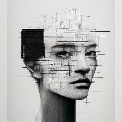 Minimalismo Desenho de rosto humano, impressões artísticas a pedido de F. Abderrahim