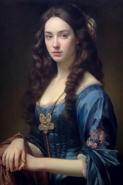 Pintura de retrato de uma bela Supermodelo feminina Século XVIII | arte de impressão em tela de F. Abderrahim