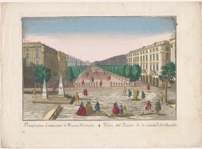 Vista de um passeio em Marselha Vista del paseo de la ciudad de Marsella (título no objeto) de familie Remondini (attributed to)