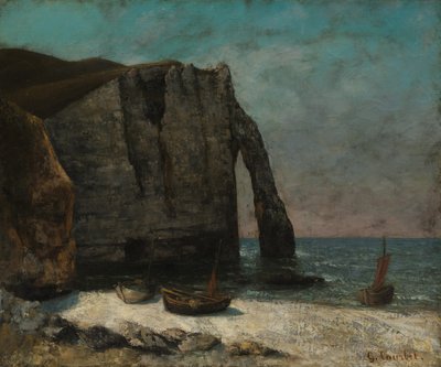 O penhasco em Étretat de imitator of Gustave Courbet