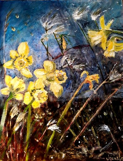 narcisos selvagens, 2018 (óleo sobre tela) de jocasta shakespeare
