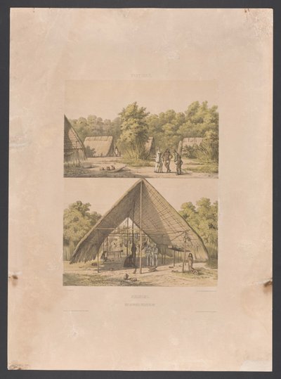 Acampamento Arowak no Suriname
Suriname. Um acampamento indígena Arowakka (título sobre o objecto)
Índias Ocidentais (título da série sobre o objecto)
Gezigten uit Neerland