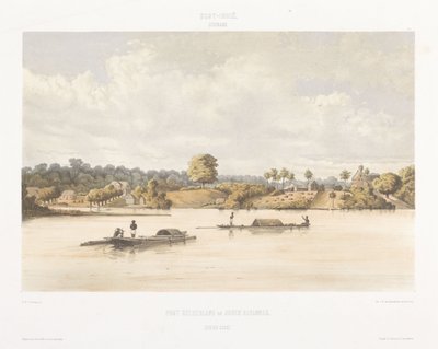 Vista de Post Gelderland e savana de judeus Vistas das Índias Ocidentais da Holanda (título da série) de jonkheer Jacob Eduard van Heemskerck
