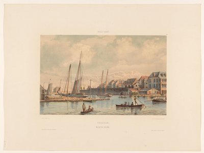 Waaigat e muralha da cidade de Willemstad Curaçao. Waaigat e muralha da cidade (título no objeto) de jonkheer Jacob Eduard van Heemskerck