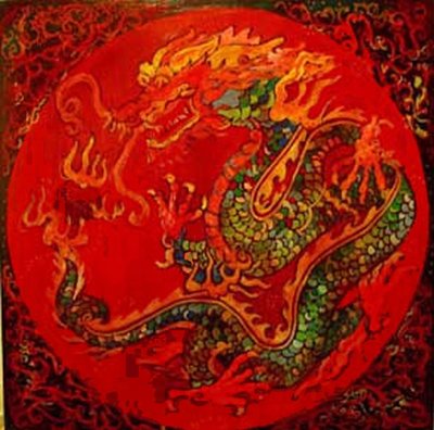 Dragão, 2016 (misto, acrílico, tinta, óleo) de linda arthurs
