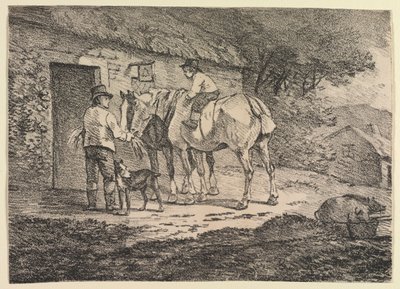 Espécimes de poliautografia: cavalos em uma porta de casa de campo de near the Policoro Painter (South Italian, Lucanian, active c. 400 BC)
