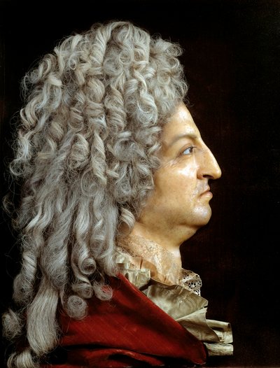 Retrato do Rei Luís XIV (1638-1715). Cera e tecido por Antoine Benoist du Cercle (1632-1717). Por volta de 1705. Sol 0,52x0,42 m Versailles, musee du chateau de or Benoit du Cercle Antoine Benoist