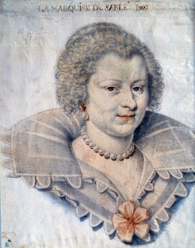 Retrato da mulher das letras Magdeleine de Souvre, Marquise de Sable (1599-1678), filhas de Gilles de Souvres, Marquês de Courtenaux" Desenho de Daniel Dumonstier ou Dumoustier (1574-1646) Paris do século XVII, Musee du Louvre de or Dumoustier Daniel Dumonstier