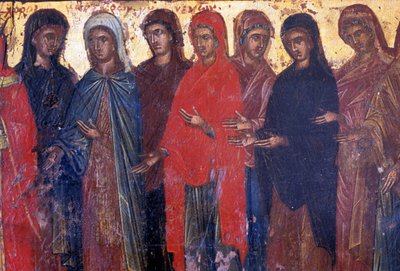 Mulheres piedosas, painel de madeira na igreja bizantina de Palea Roumata, Creta, Grécia (foto) de Theodore Charles Ange Coquelin