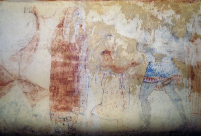 Mulher e juventude, fresco, Túmulo de Demónios Azuis, Necrópole de Tarquinia (UNESCO World Heritage List, 2004), Lazio, Itália, civilização etrusca, século V a.C. (foto) de Theodore Charles Ange Coquelin