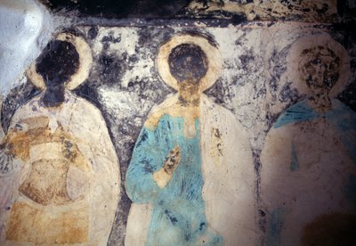 Figuras de santos, afresco no mosteiro de Taxiarhis Mihail Roukouniotis, Panormitis, ilha de Symi, Grécia de Unbekannt Unbekannt