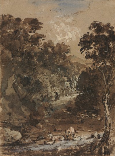 Paisagem com animais de fazenda de probably by the so called Premier Engraver