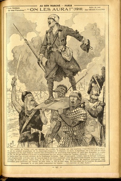 Agenda Buvard du Bon Marche 1917 - Ilustração de Job (Jacques Marie (Jacques-Marie) Gaston Onfray e Breville) (1858-1931): Nós vamos tê-los! 1916 - Guerra de 14-18, Medicina, Medicina, Saúde, Uniformes, Grandes batalhas, Armaduras - Soldados, Gauleses - Hi de pseudonym for Onfray de Breville Jacques Job