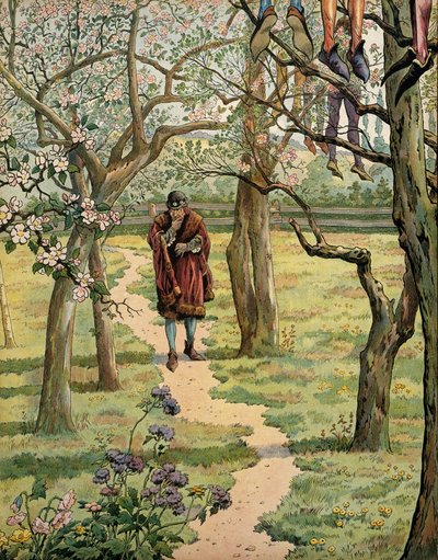 História da França na Idade Média (Idade Média): O rei Luís XI disse o Prudente (1423-1483) nos jardins do castelo de Plessis-les-Tours (Plessis les Tours) (Plessis-les-Tours) (Plessis Lez Tours), Indre e Loire. Foram vistas pessoas penduradas em árvores de pseudonym for Onfray de Breville Jacques Job