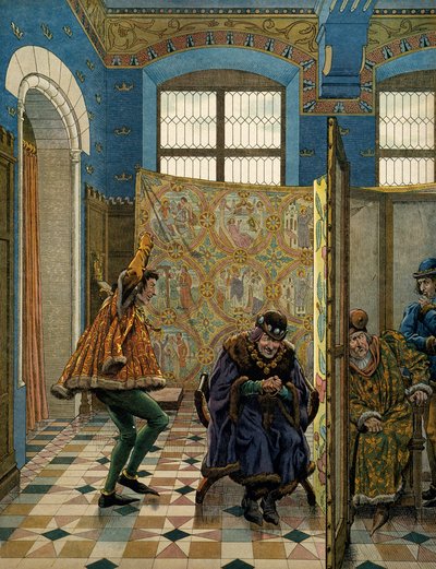 História da França na Idade Média (Idade Média): Um dos senhores do Connetable de Saint Pol faz troça do Rei de Inglaterra (seu aliado) perante o Rei de França Luís XI disse o Prudente (1423-1483) quando um emissário de Eduardo IV veio ao encontro de L de pseudonym for Onfray de Breville Jacques Job