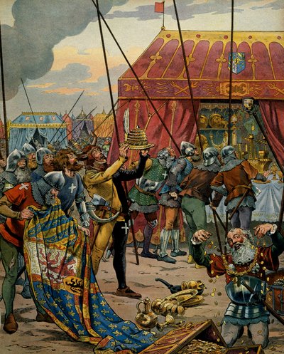 História da França na Idade Média (Idade Média): Os suíços aproveitam a riqueza de Carlos o Temerário (1433-1477), Duque de Borgonha após o desastre da Batalha de Neto, que viu a vitória dos confederados, aliados de Luís XI da França sobre Cha de pseudonym for Onfray de Breville Jacques Job