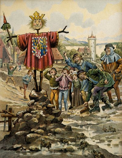 História da França na Idade Média: os habitantes de Dinant fizeram um espantalho com os braços do Conde de Charolais (então Charles Le Temeraire) que invadiu a cidade em 25 de agosto de 1466. Ilustração de Jacques Marie Gaston Onfray de Brevil de pseudonym for Onfray de Breville Jacques Job